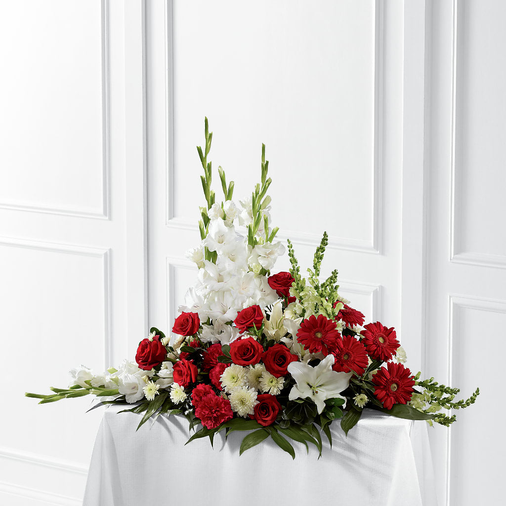 Crimson & White Arrangement – Henderson Florist, Lebanon TN