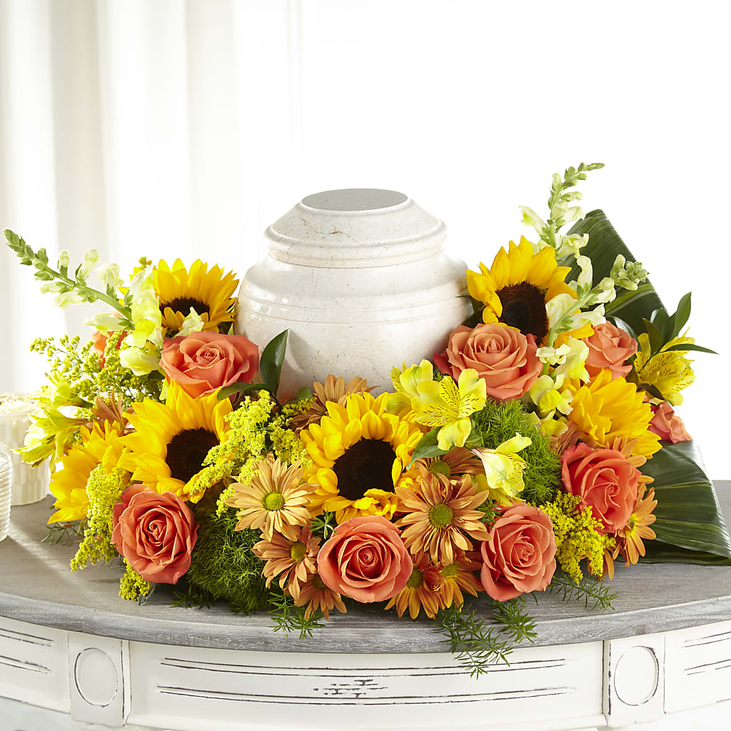 Faithful Sunflower Cremation Adornment – Henderson Florist, Lebanon TN
