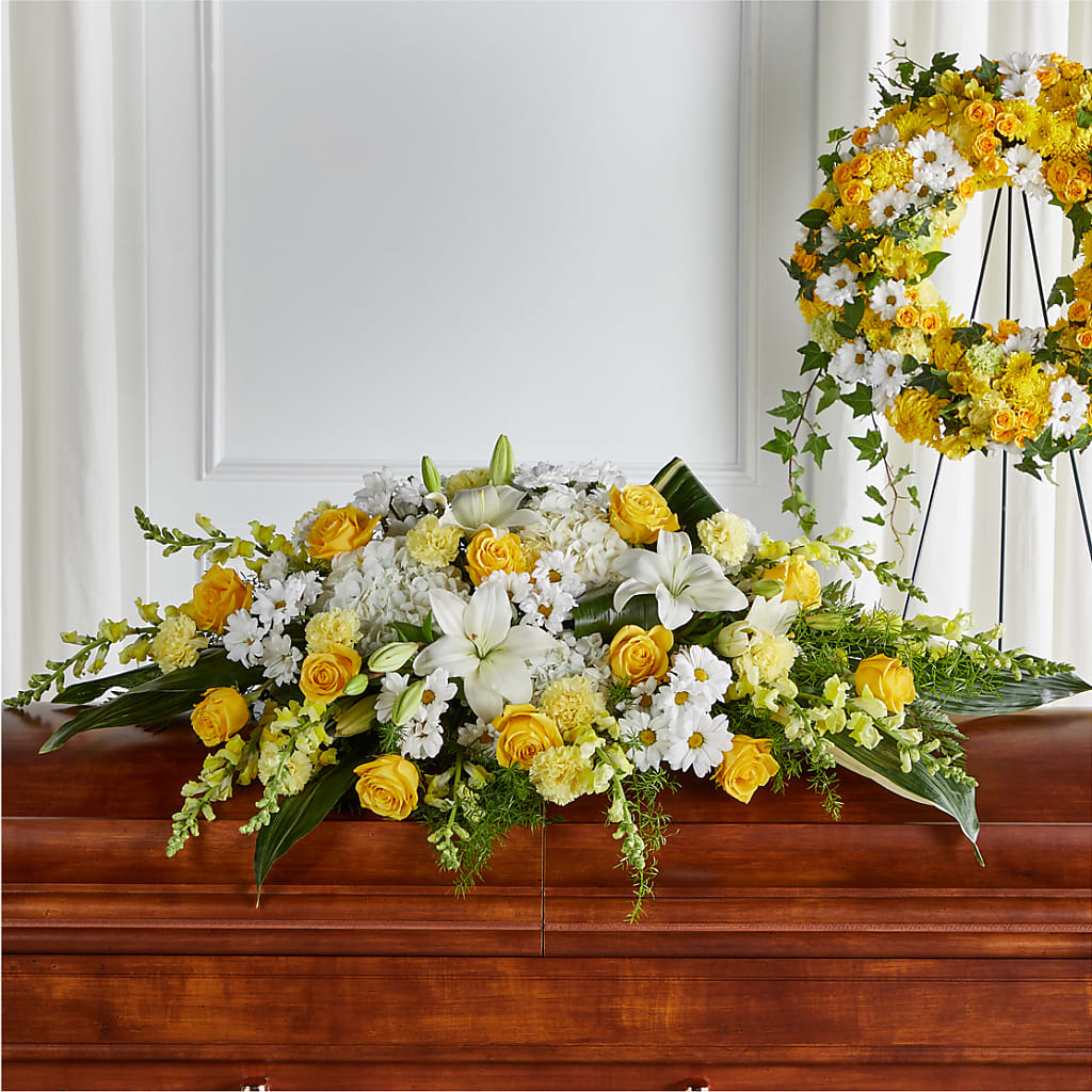 Golden Harmony Casket Spray – Henderson Florist, Lebanon TN