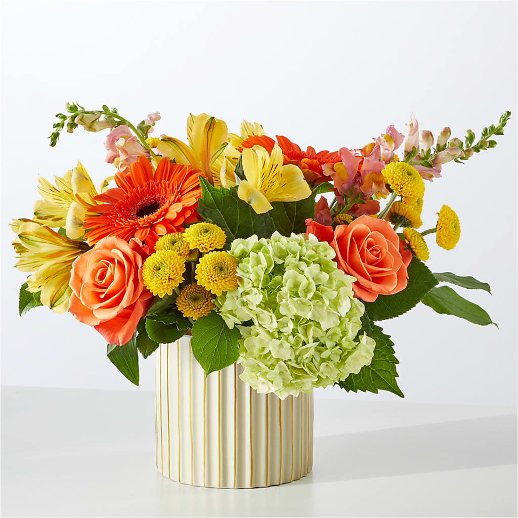 Autumn Sunshine Bouquet with Ivory Vase –  Henderson Florist, Lebanon TN