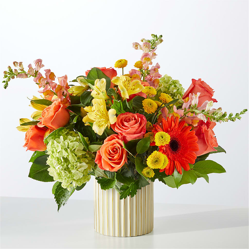 Autumn Sunshine Bouquet with Ivory Vase –  Henderson Florist, Lebanon TN