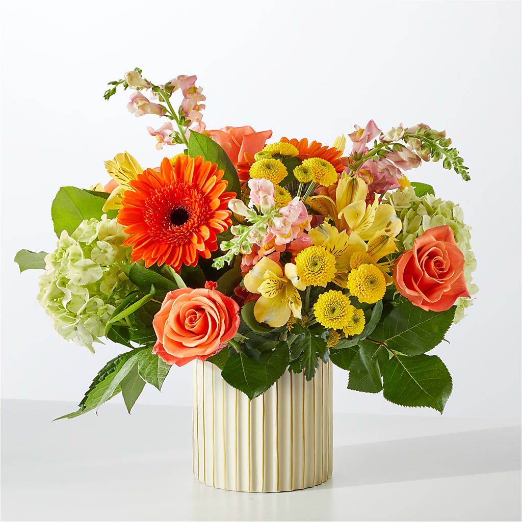 Autumn Sunshine Bouquet with Ivory Vase –  Henderson Florist, Lebanon TN