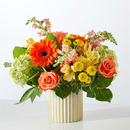 Autumn Sunshine Bouquet with Ivory Vase –  Henderson Florist, Lebanon TN