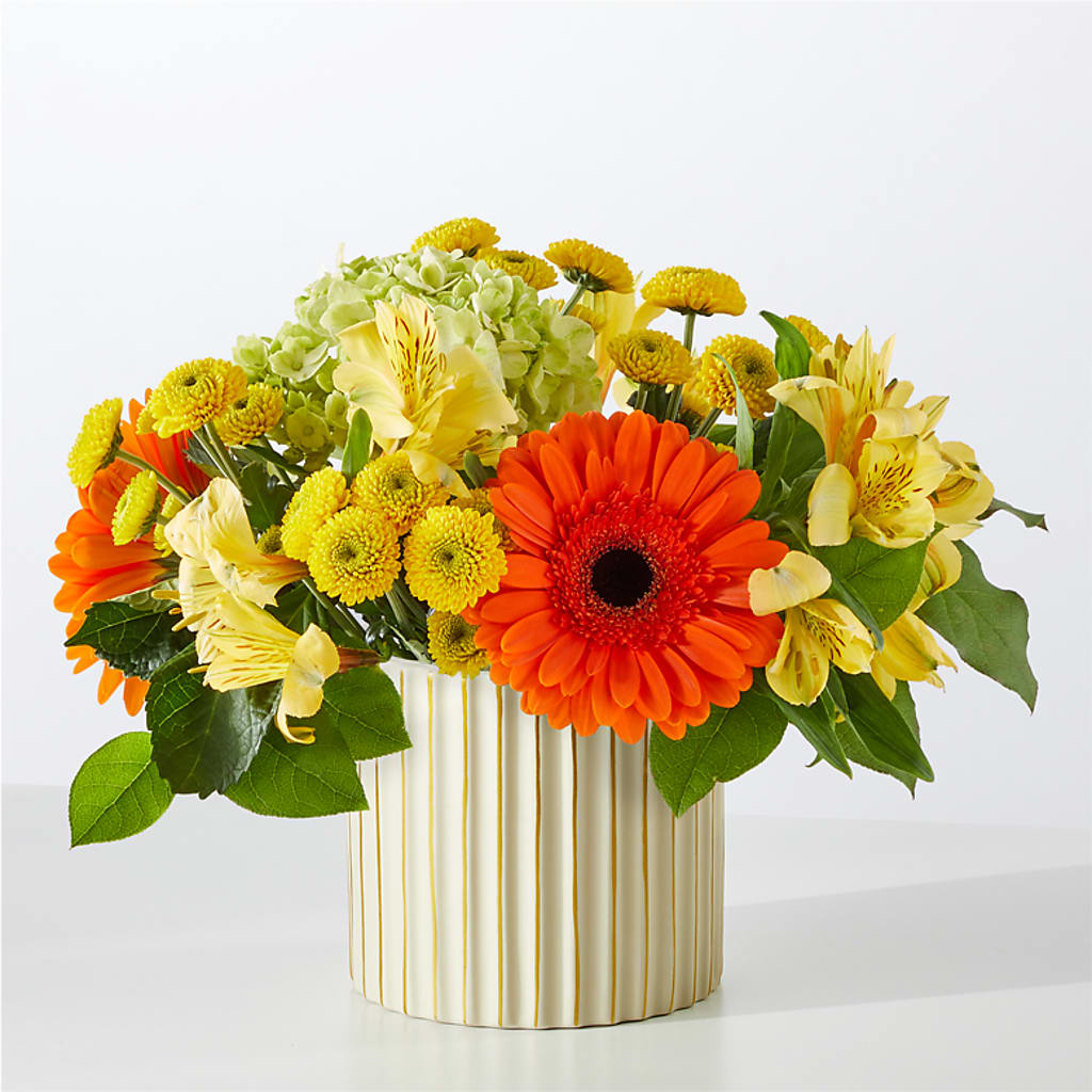 Autumn Sunshine Bouquet with Ivory Vase –  Henderson Florist, Lebanon TN