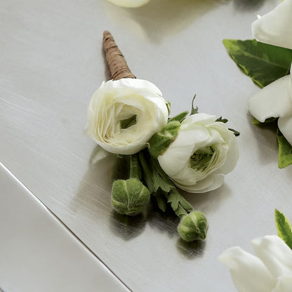 White Ranunculus Boutonniere –  Henderson Florist, Lebanon TN